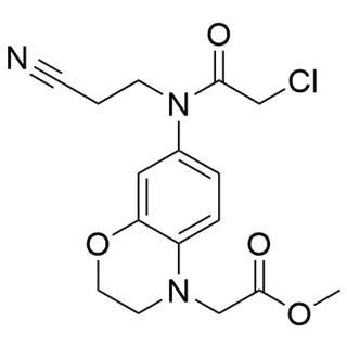 methyl 2-(7-(2-chloro-N-(2-cyanoethyl)acetamido)-2,3-dihydro-4H-benzo[b][1,4]oxazin-4-yl)acetate