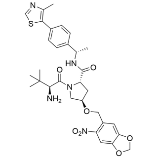 (2S,4R)-1-((S)-2-amino-3,3-dimethylbutanoyl)-N-((S)-1-(4-(4-methylthiazol-5-yl)phenyl)ethyl)-4-((6-nitrobenzo[d][1,3]dioxol-5-yl)methoxy)pyrrolidine-2-carboxamide