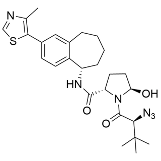 (2S,5R)-1-((S)-2-azido-3,3-dimethylbutanoyl)-5-hydroxy-N-((S)-2-(4-methylthiazol-5-yl)-6,7,8,9-tetrahydro-5H-benzo[7]annulen-5-yl)pyrrolidine-2-carboxamide