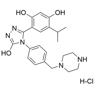 4-(5-hydroxy-4-(4-(piperazin-1-ylmethyl)phenyl)-4H-1,2,4-triazol-3-yl)-6-isopropylbenzene-1,3-diol hydrochloride