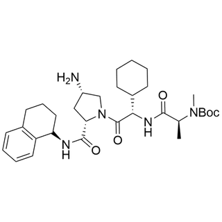 tert-butyl ((S)-1-(((S)-2-((2S,4S)-4-amino-2-(((S)-1,2,3,4-tetrahydronaphthalen-1-yl)carbamoyl)pyrrolidin-1-yl)-1-cyclohexyl-2-oxoethyl)amino)-1-oxopropan-2-yl)(methyl)carbamate