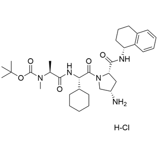 tert-butyl ((S)-1-(((S)-2-((2S,4S)-4-amino-2-(((R)-1,2,3,4-tetrahydronaphthalen-1-yl)carbamoyl)pyrrolidin-1-yl)-1-cyclohexyl-2-oxoethyl)amino)-1-oxopropan-2-yl)(methyl)carbamate hydrochloride