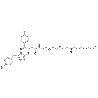 2-(3-(4-bromobenzyl)-6-(4-chlorophenyl)-7H-[1,2,4]triazolo[3,4-b][1,3,4]thiadiazin-7-yl)-N-(2-(2-(2-((6-chlorohexyl)amino)ethoxy)ethoxy)ethyl)acetamide