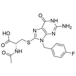 N-acetyl-S-(2-amino-9-(4-fluorobenzyl)-6-oxo-6,9-dihydro-1H-purin-8-yl)-L-cysteine