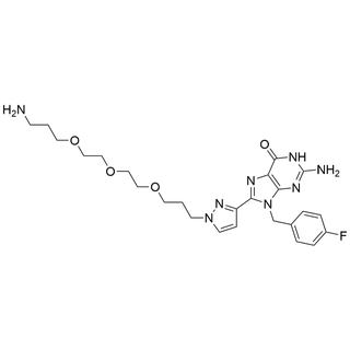 2-amino-8-(1-(3-(2-(2-(3-aminopropoxy)ethoxy)ethoxy)propyl)-1H-pyrazol-3-yl)-9-(4-fluorobenzyl)-1,9-dihydro-6H-purin-6-one