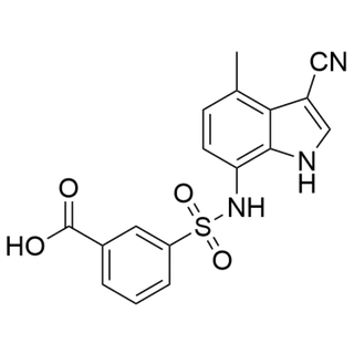 3-(N-(3-cyano-4-methyl-1H-indol-7-yl)sulfamoyl)benzoic acid