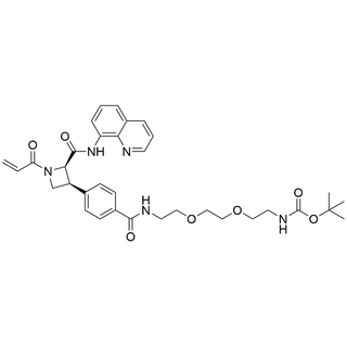 tert-butyl (2-(2-(2-(4-((2R,3S)-1-acryloyl-2-(quinolin-8-ylcarbamoyl)azetidin-3-yl)benzamido)ethoxy)ethoxy)ethyl)carbamate