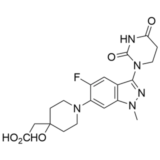 2-(1-(3-(2,4-dioxotetrahydropyrimidin-1(2H)-yl)-5-fluoro-1-methyl-1H-indazol-6-yl)-4-hydroxypiperidin-4-yl)acetic acid