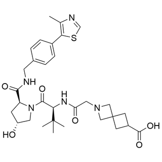 2-(2-(((S)-1-((2S,4R)-4-hydroxy-2-((4-(4-methylthiazol-5-yl)benzyl)carbamoyl)pyrrolidin-1-yl)-3,3-dimethyl-1-oxobutan-2-yl)amino)-2-oxoethyl)-2-azaspiro[3.3]heptane-6-carboxylic acid