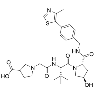 1-(2-(((S)-1-((2S,4R)-4-hydroxy-2-((4-(4-methylthiazol-5-yl)benzyl)carbamoyl)pyrrolidin-1-yl)-3,3-dimethyl-1-oxobutan-2-yl)amino)-2-oxoethyl)pyrrolidine-3-carboxylic acid