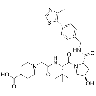 1-(2-(((S)-1-((2S,4R)-4-hydroxy-2-((4-(4-methylthiazol-5-yl)benzyl)carbamoyl)pyrrolidin-1-yl)-3,3-dimethyl-1-oxobutan-2-yl)amino)-2-oxoethyl)piperidine-4-carboxylic acid