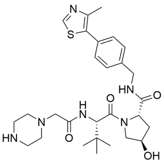 (2S,4R)-1-((S)-3,3-dimethyl-2-(2-(piperazin-1-yl)acetamido)butanoyl)-4-hydroxy-N-(4-(4-methylthiazol-5-yl)benzyl)pyrrolidine-2-carboxamide