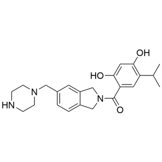 (2,4-dihydroxy-5-isopropylphenyl)(5-(piperazin-1-ylmethyl)isoindolin-2-yl)methanone