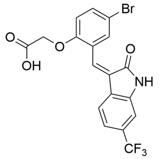(Z)-2-(4-bromo-2-((2-oxo-6-(trifluoromethyl)indolin-3-ylidene)methyl)phenoxy)acetic acid