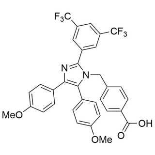4-((2-(3,5-bis(trifluoromethyl)phenyl)-4,5-bis(4-methoxyphenyl)-1H-imidazol-1-yl)methyl)benzoic acid