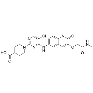 1-(5-chloro-4-((1-methyl-3-(2-(methylamino)-2-oxoethoxy)-2-oxo-1,2-dihydroquinolin-6-yl)amino)pyrimidin-2-yl)piperidine-4-carboxylic acid