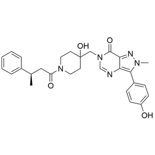 (R)-6-((4-hydroxy-1-(3-phenylbutanoyl)piperidin-4-yl)methyl)-3-(4-hydroxyphenyl)-2-methyl-2,6-dihydro-7H-pyrazolo[4,3-d]pyrimidin-7-one