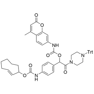 (E)-cyclooct-2-en-1-yl (4-(1-(((4-methyl-2-oxo-2H-chromen-7-yl)carbamoyl)oxy)-2-oxo-2-(4-tritylpiperazin-1-yl)ethyl)phenyl)carbamate