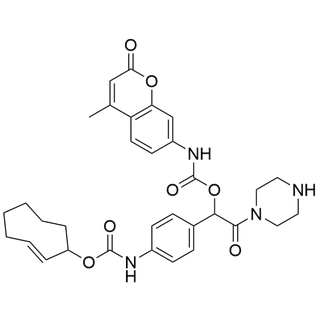 (E)-cyclooct-2-en-1-yl (4-(1-(((4-methyl-2-oxo-2H-chromen-7-yl)carbamoyl)oxy)-2-oxo-2-(piperazin-1-yl)ethyl)phenyl)carbamate