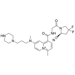 (S)-1-((2-(2-cyano-4,4-difluoropyrrolidin-1-yl)-2-oxoethyl)carbamoyl)-4-methyl-8-(methyl(3-(piperazin-1-yl)propyl)amino)quinolizin-5-ium