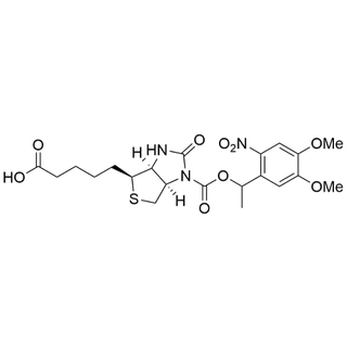 5-((3aS,4S,6aR)-1-((1-(4,5-dimethoxy-2-nitrophenyl)ethoxy)carbonyl)-2-oxohexahydro-1H-thieno[3,4-d]imidazol-4-yl)pentanoic acid
