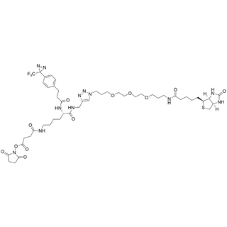 CF3-Diazirine-PA-Lys(Succ-NHS)-(CH2-triazole-PEG3-C3-amido-Biotin)