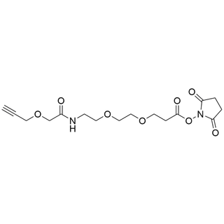 Propargyl-O-C1-amido-PEG2-C2-NHS ester